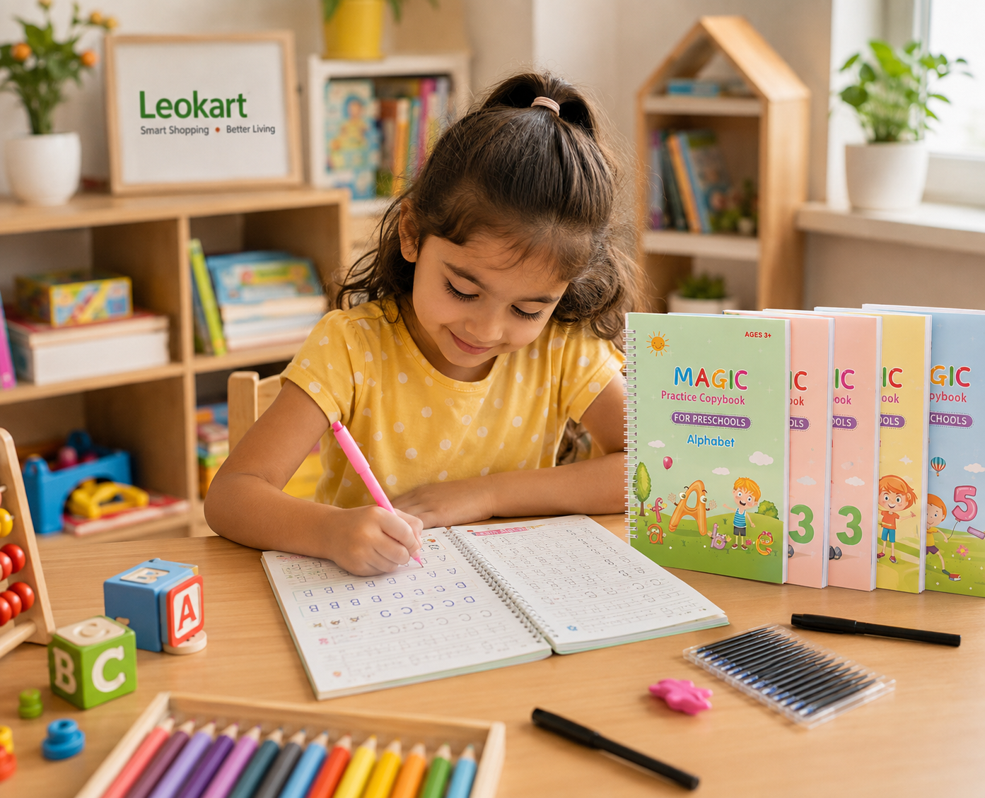 Magic Book for Kids, Sink Magic Practice CopyBook, (4 Books+10 Refills+1 Pen+1 Grip) ( Pack Of 1 )